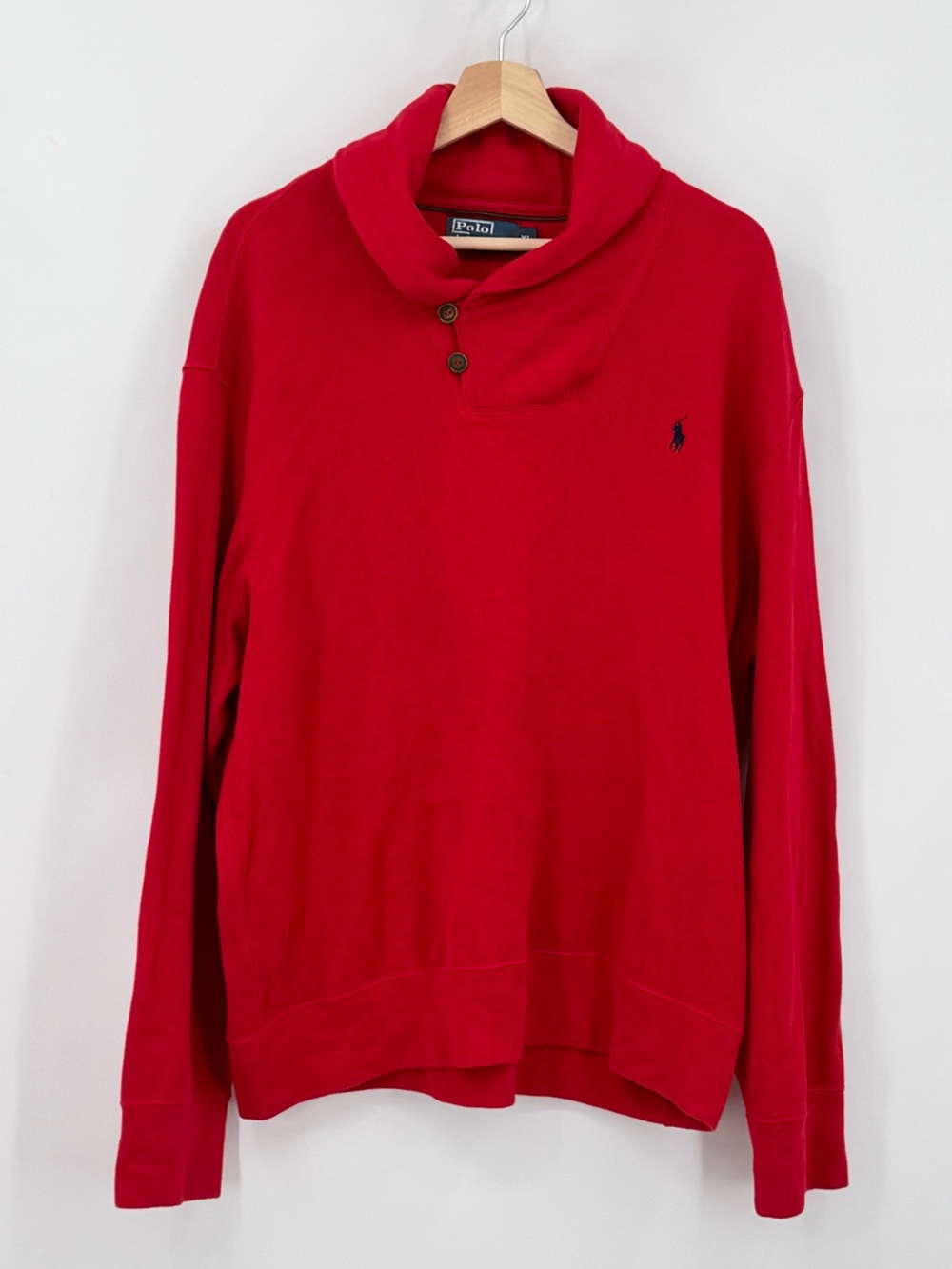 Polo Ralph Lauren pullover Red Shawl Collar Sweater Men XL knit quiet luxury